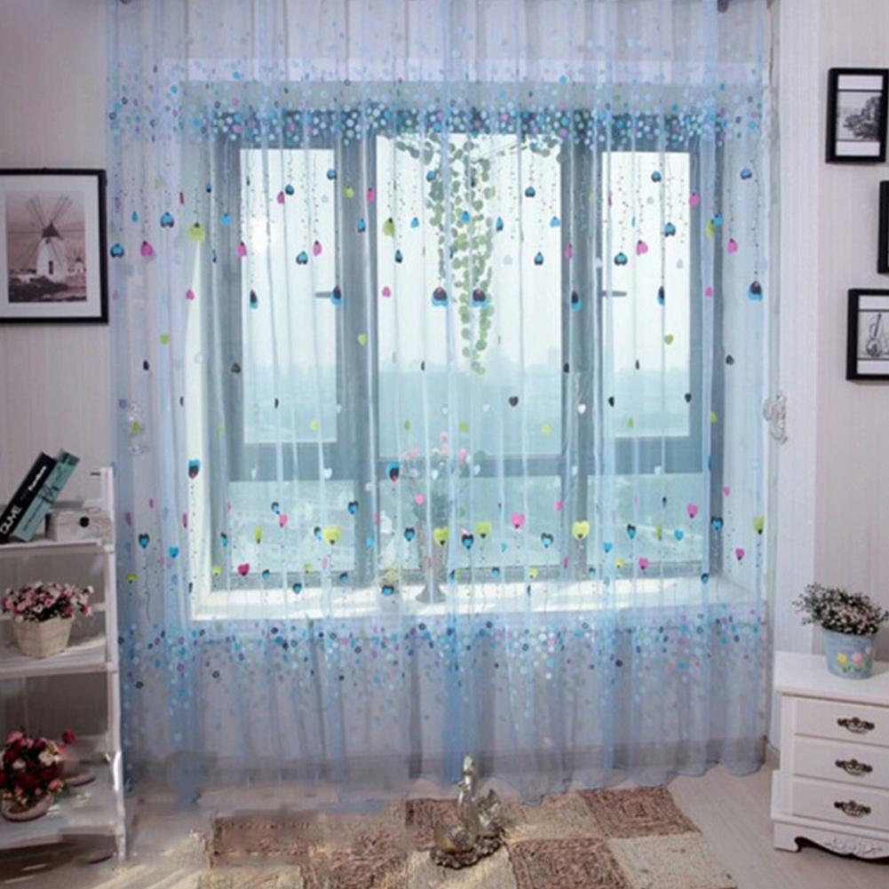 1PC Flying Balloon Tulle Curtain Window Screening Gauze Drape Balcony Voile for Home Hotel Decoration Unwashable Rod Pocket Version