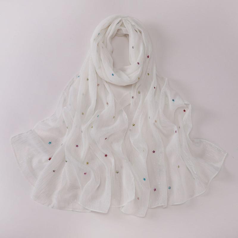 Silver Star Hot Drilling Chiffon Long Scarf Ethnic Fashion Women