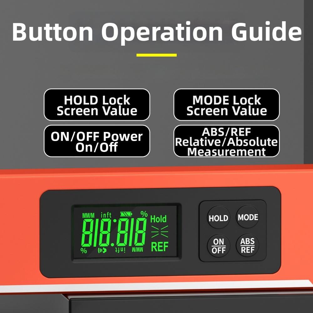 LED Display Digital Level with Magnetic Base Easy Measurement Hold Function and Automatic Screen Rotation for Construction