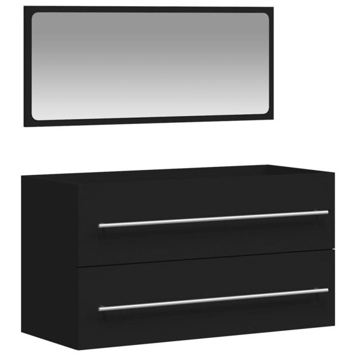 VidaXL Armoire de salle de bain avec miroir noir bois d'ingénierie 833880