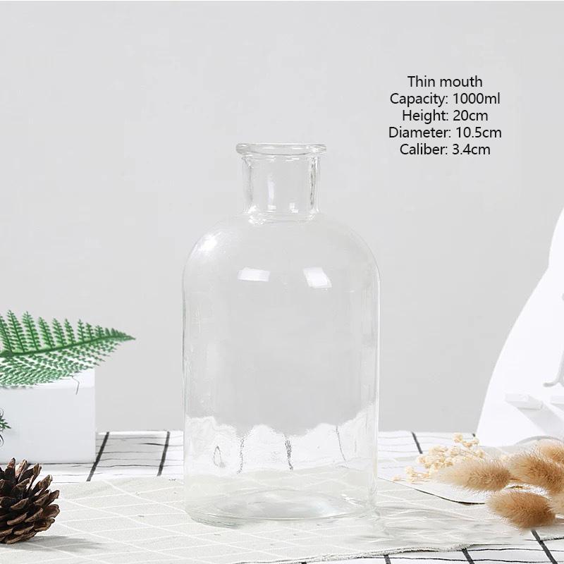 Nordic Glass Vase Home Creative Jewelry Ornaments Transparent Dried Flower Hydroponic Small Brown Bottle Vase Bedside Decoration