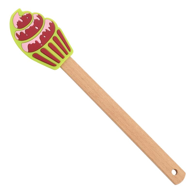 Beech Wood Silicone Christmas Cake Spatula & Scraper for Baking