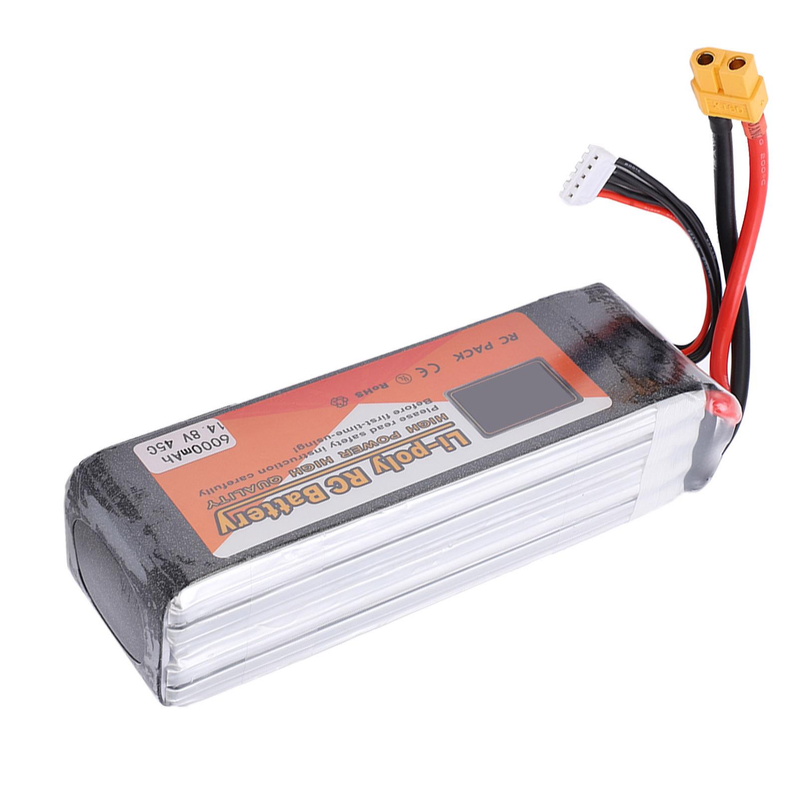 

14.8V 6000mAh LiPoly Battery 45C 4S XT60 Plug Model LiPo Battery for Drone Car Airplane
