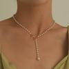 Elegant Bow Pearl Tassel Pendant Necklace – Chic and Versatile Women's Accessory