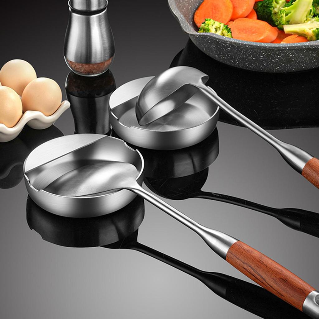 2-i-1 Rostfritt Stål Sked Ätpinnshållare Yttråddragning Hantverk Bestickhållare Matlagningsredskap Vilställ Köksredskap