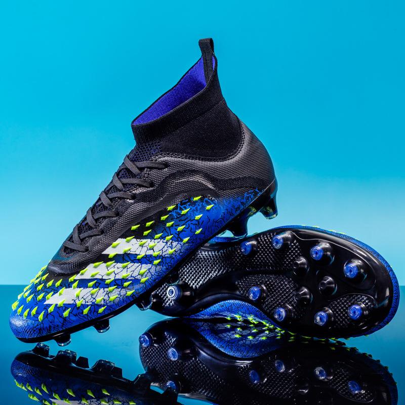 Football Shoes High Top Male Adult Student Ag Spikes Female Children Artificial Grass Shredded Nails Training Sneakers