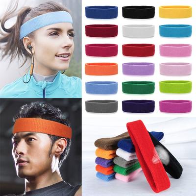 Cotton Sweatband Terry Cloth Sports Headbands Moisture Wicking Elastic Hair Bands Women Men Sports Accessories For Workout