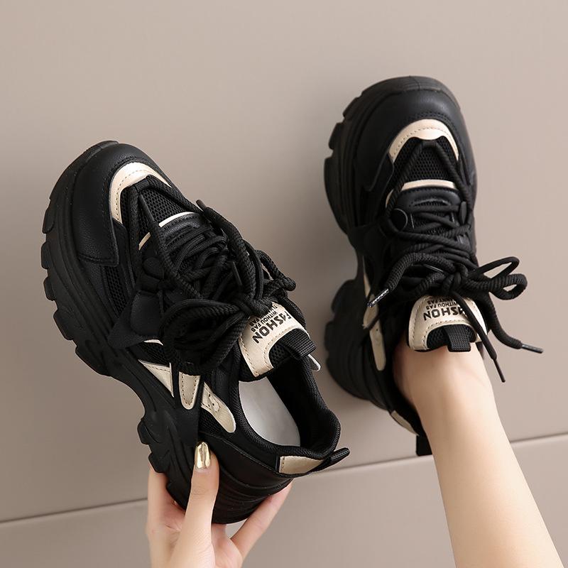 Platform Dad Shoes Women's 2025 Summer New Super Fire Versatile Breathable Mesh Sports Shoes Lightweight Casual Little White Shoes