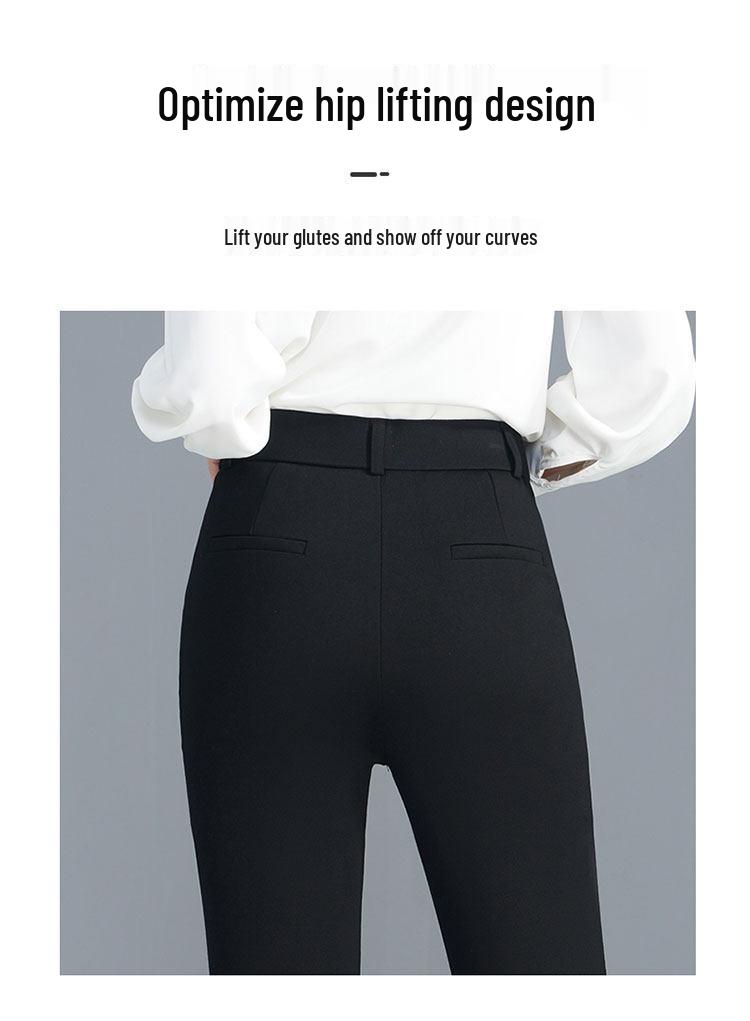 Women's High Waist Slimming Micro Flare Pants, Petite Split Cropped Style for Spring & Autumn - 2026