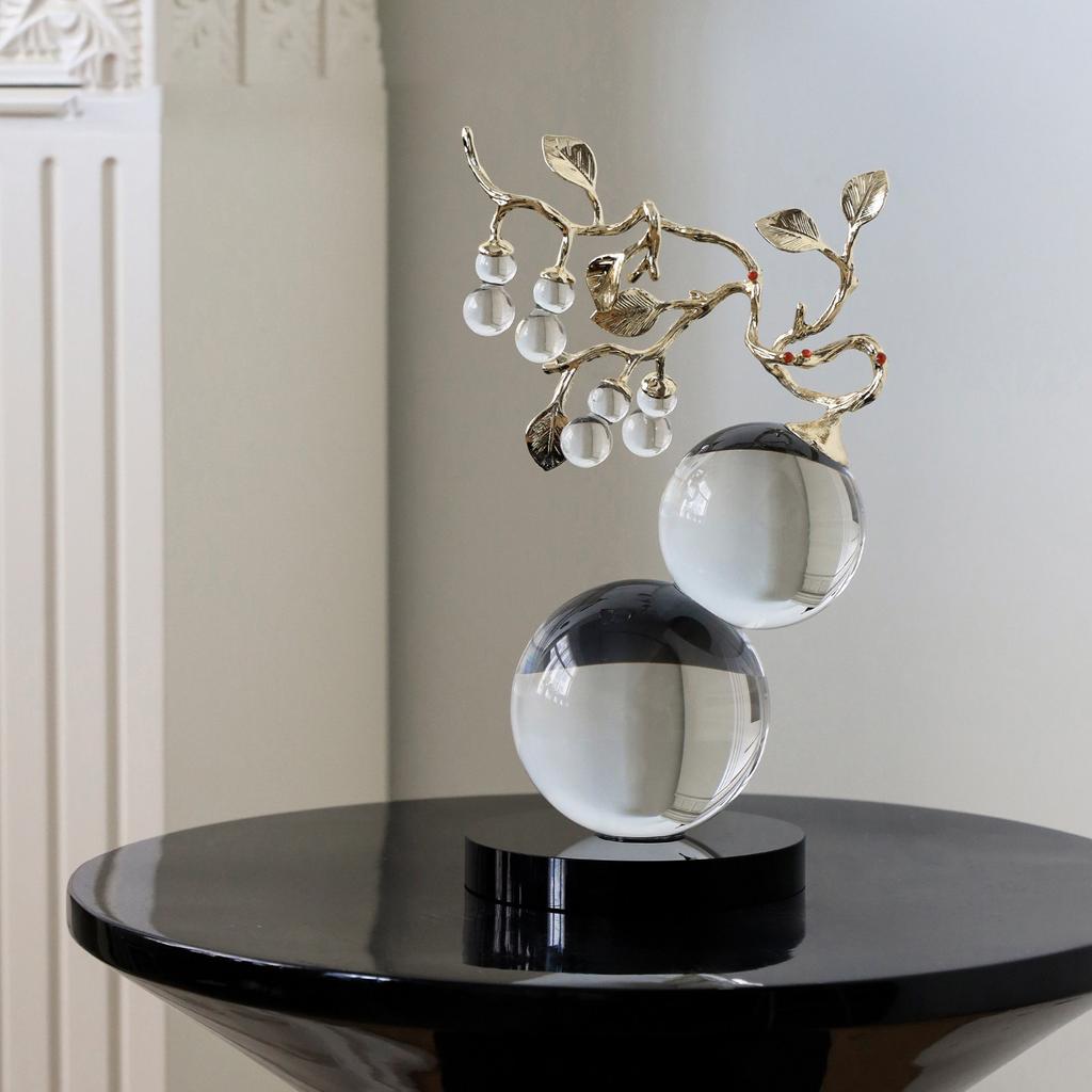 Light Luxury Modern Creative Geometric K9 Crystal Ball Gourd Shape Abstract Decorative Art Ornaments Model House Crafts Made
