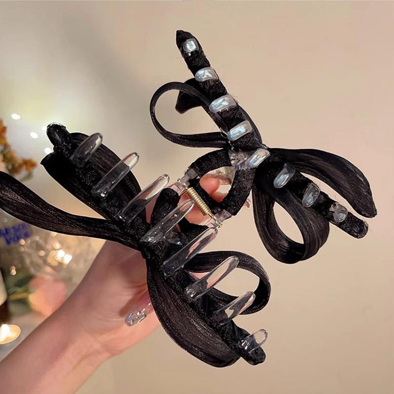 Elegance Bowknot Hair Clip For Women Girls Simple Pearl Hair Claw Large Hairpin Shark Clip Hair Accessories Gifts