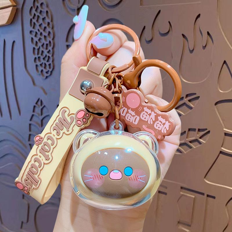 Cute Acrylic Meow Meow Head Keychain Pendant Cartoon Couple Car Key Chain Pendant Small Gift