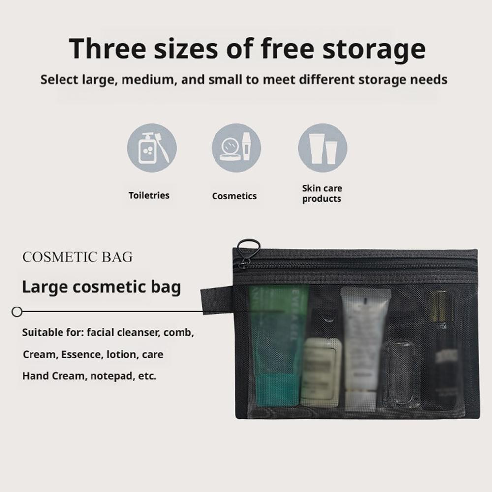 Mesh Storage Bag Fashion Toiletries Storage Bag Travel Female Portable Large Capacity Travel Cosmetics Storage Bag Accessories