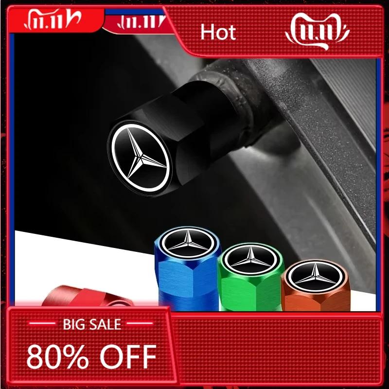 New For Mercedes Benz 4Pcs Metal Car Tire Valve Caps Wheel Dust Cover Car Accessories for Mercedes Benz AMG W204 W211 W212 W213