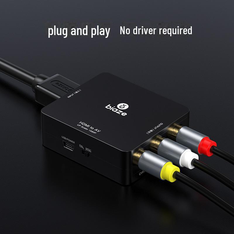 Biaz HDMI to AV Converter with USB Power – Digital HD to 3RCA (Red, White, Yellow) Audio and Video Cable