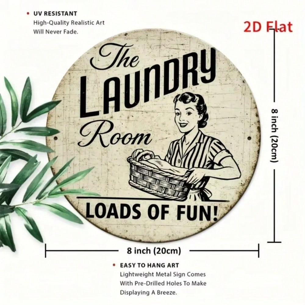 Rustic Aluminum Laundry Wall Sign Fun Humorous Woman Design 2D Metal Decor For Home