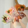 Crochet Flower Bouquet Handmade Knitted Mini Artificial Bouquet Fake Puff Flower Gift for Mother Wife On Birthday Anniversary