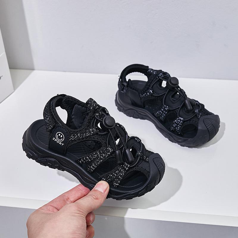 

Children s shoes sports sandals summer classmates girls bag head beach shoes boys shoes breathable comfortable breathable sandals 25 inner length 16.3cm чёрный