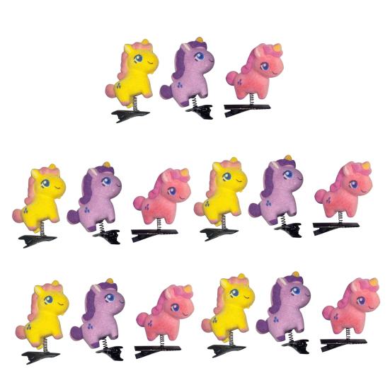 Girl Hair Pin Flocking Cartoon Horse Design Metal Hair Clips Bright Color Decorative Holiday Party Hairpins Hair Accessories