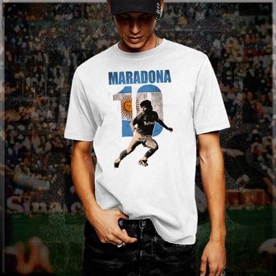 T-shirt de football Diego Maradona Argentine Légende du football S-3XL Coupe du Monde blanc