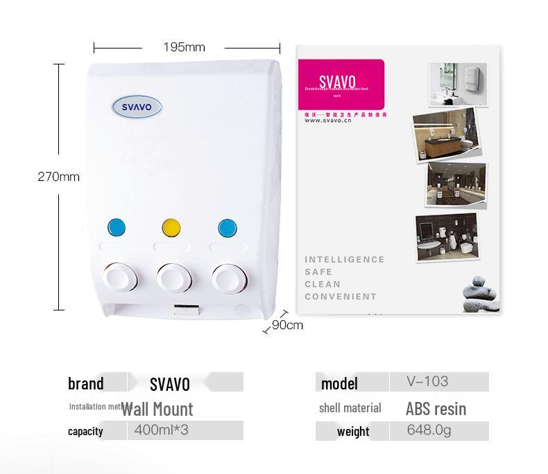 Ruivo Wall-Mounted Triple Soap and Sanitizer Dispenser for Home & Hotel Showers