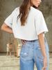 Damen Drop Shoulder Crop Top Kurzarm Y2K Sommer Basic T-Shirt