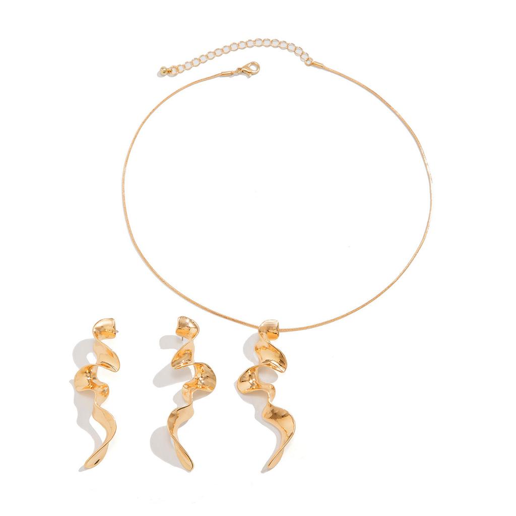 Spiral Liquid Metal Necklace, Cold Wind Geometric Twist Design Necklace