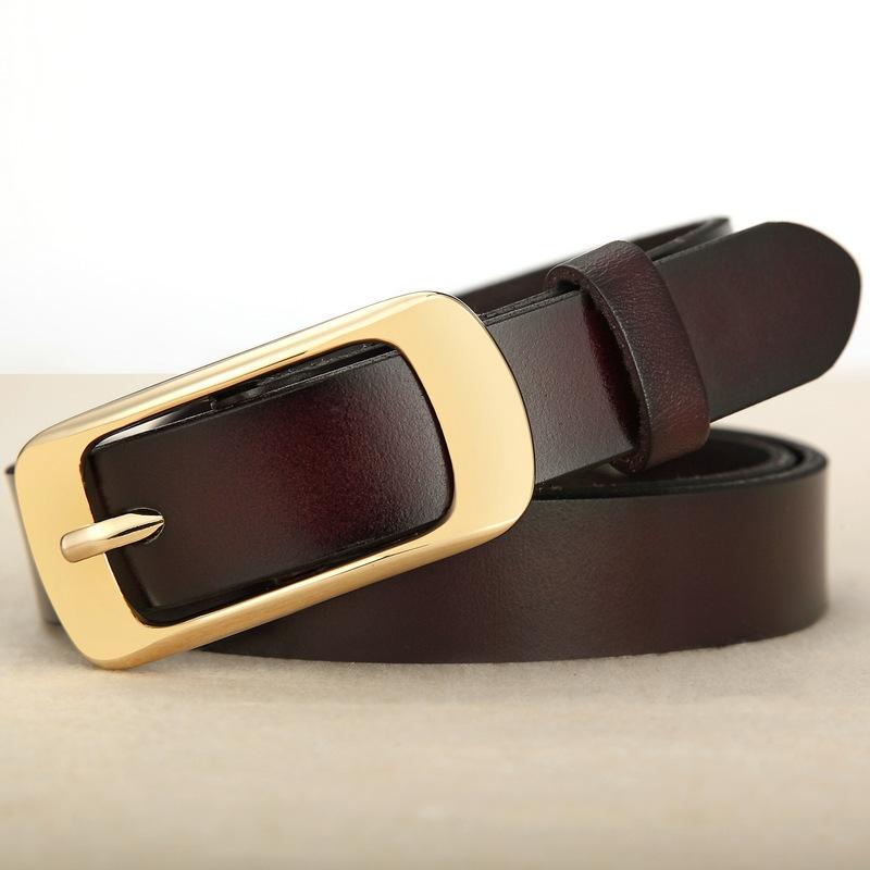 Women'S Vintage Leather Belt, Casual Pin Buckle Belt, Cowhide Women'S Belt