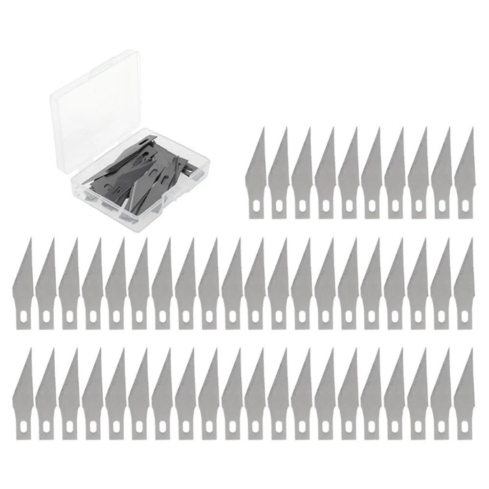 

100pcs Knife Blades DIY Wood Carving Fruit Food Scalpel Craft Sculpture Precision Cutting Tool Metal Engraving Blades Storage