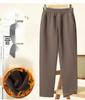 Fleece-Lined High-Waisted Slim-Fit Pants for Mid-Aged & Elderly Women - Trendy Autumn/Winter Outerwear.