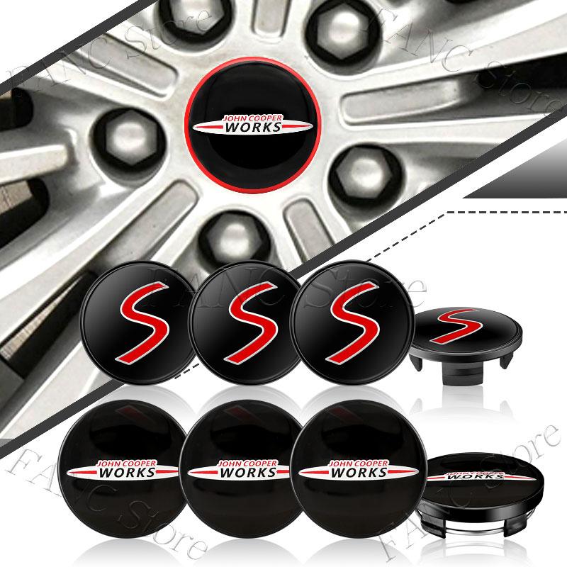 4Pcs 54/56/60mm S Emblem Car Wheel Center Hub Cap Rim refit dust-proof Badge Covers For Mini Cooper S JCW R50 R53 R56 F60