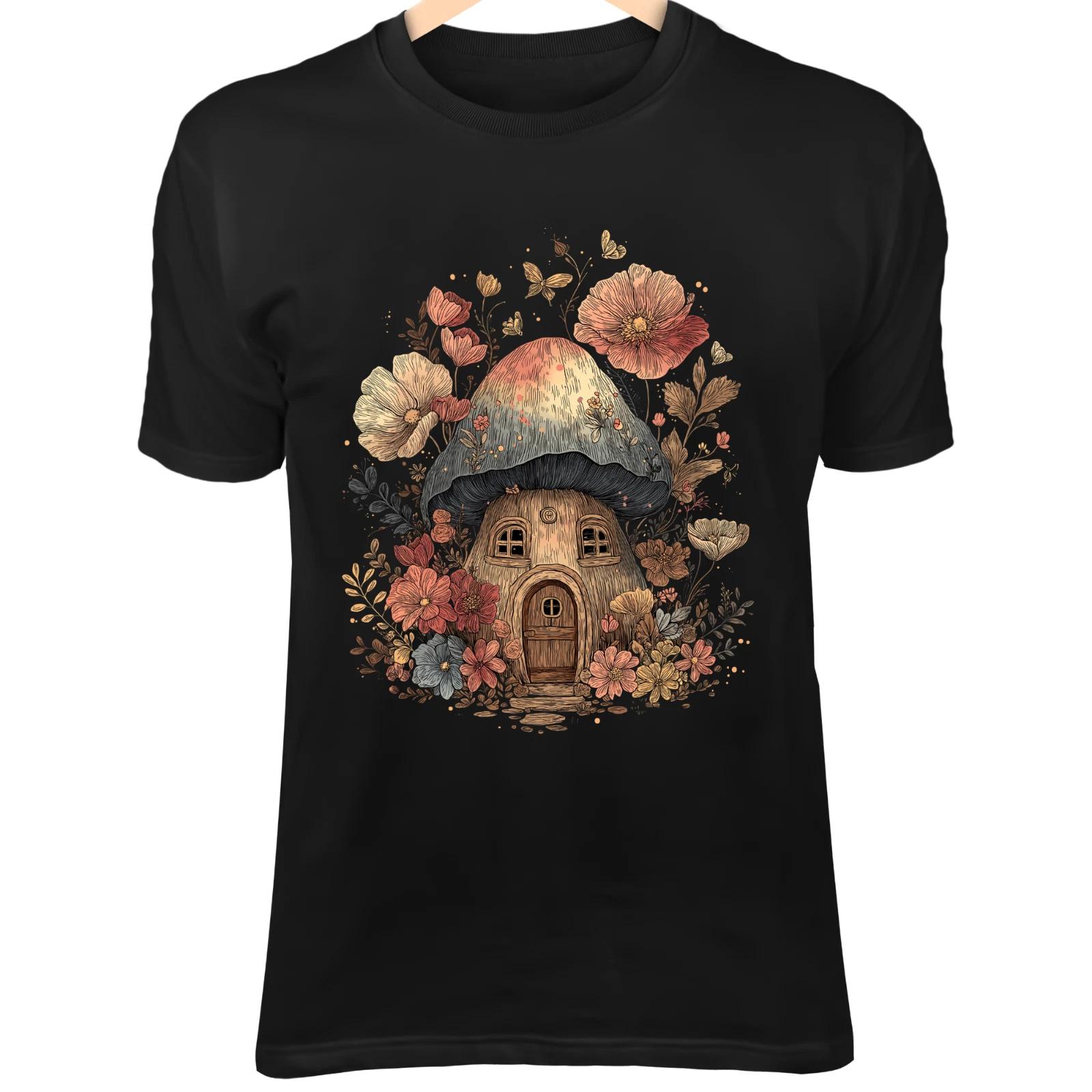 Kawaii Mushroom House - Pastel Colors, Flowers, Butterflies L