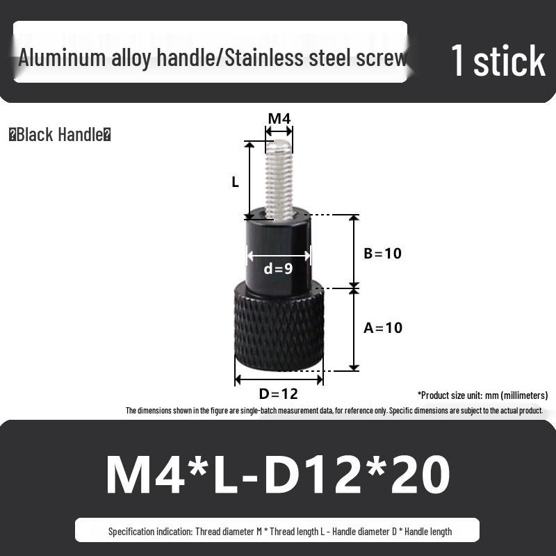 M4 Aluminum Alloy Knurled Twist Handle Bolt with Stainless Steel Head