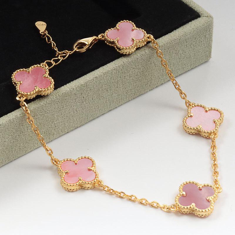 

Браслет «Щаслива п ятипелюсткова конюшина» з чотирилистою конюшиною для чоловіків і жінок 18K агат перламутр Seiko висококласний браслет