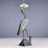 1pc Vintage Brass Animal Crane Small Statue Lucky Home Decorations Desk Ornaments Miniatures Figurines Crafts Incense Holder