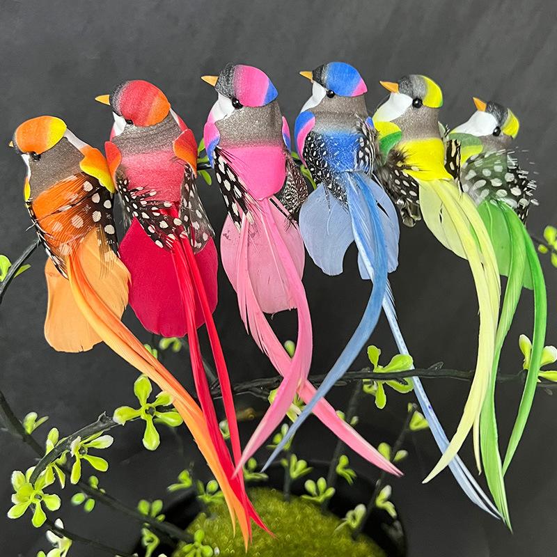 

6pcs Simulated Feather Bird Foam Artificial Bird Christmas Tree Hanging Ornaments 6 Colors Decorative Outdoor Birds Home Garden 14 cm
