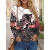 Women's T shirts 3D Print Art Design Cat Pattern Long Sleeve Daily Weekend Fashion Funny Round Neck Regular Fit Spring & Fall