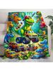 Soft Polyester Cozy Dinosaur Truck Flannel Throw Blanket - Versatile For All Seasons. Perfect For Naps ; Car Use. Green[$7.39][10K+Sold][4