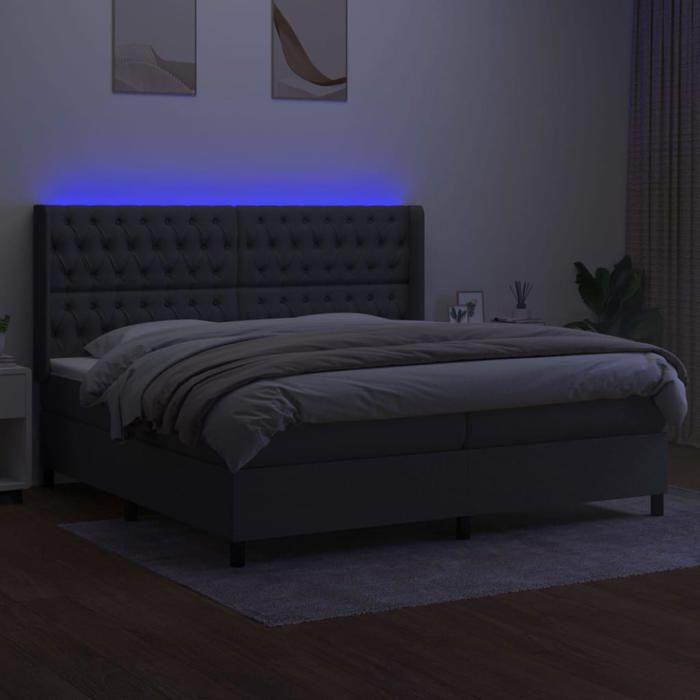 VidaXL Sommier à Lattes de Lit avec Matelas et LED, Lit Rembourré avec Tête de Lit, Lit Double, Lit Adulte de Chambre, 3138582