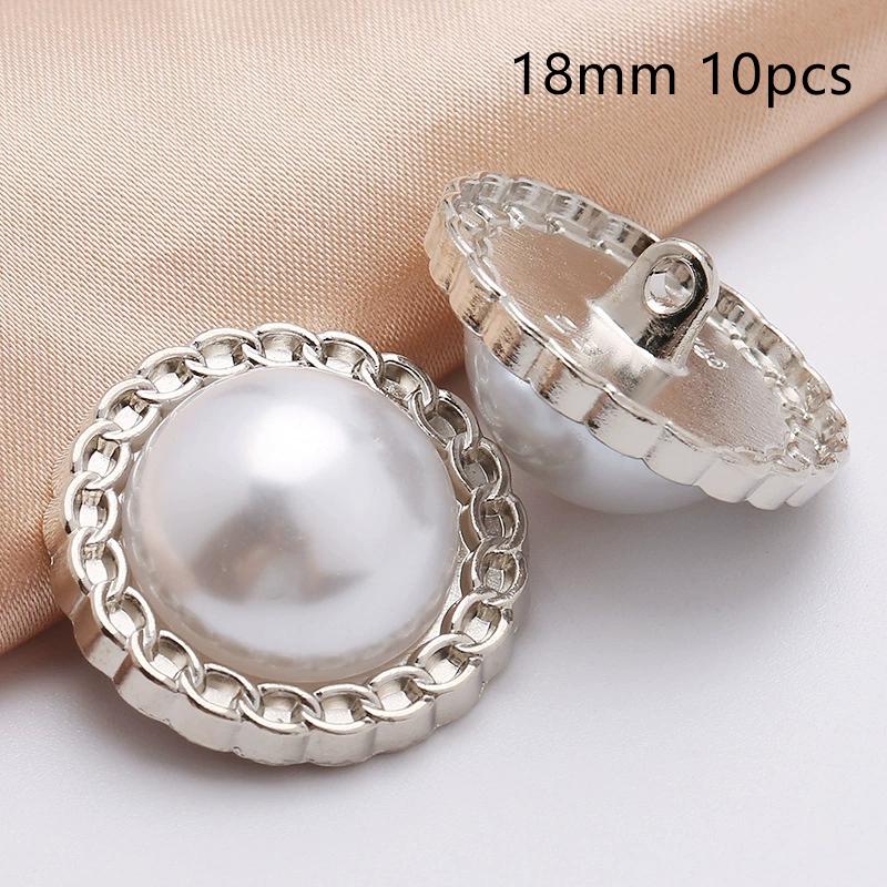 10Pcs 18/20/25Mm Flower Pearl Rhinestones Plastic Shank Buttons For Women Garment Jacket Sweater Handmade Sewing Accessories