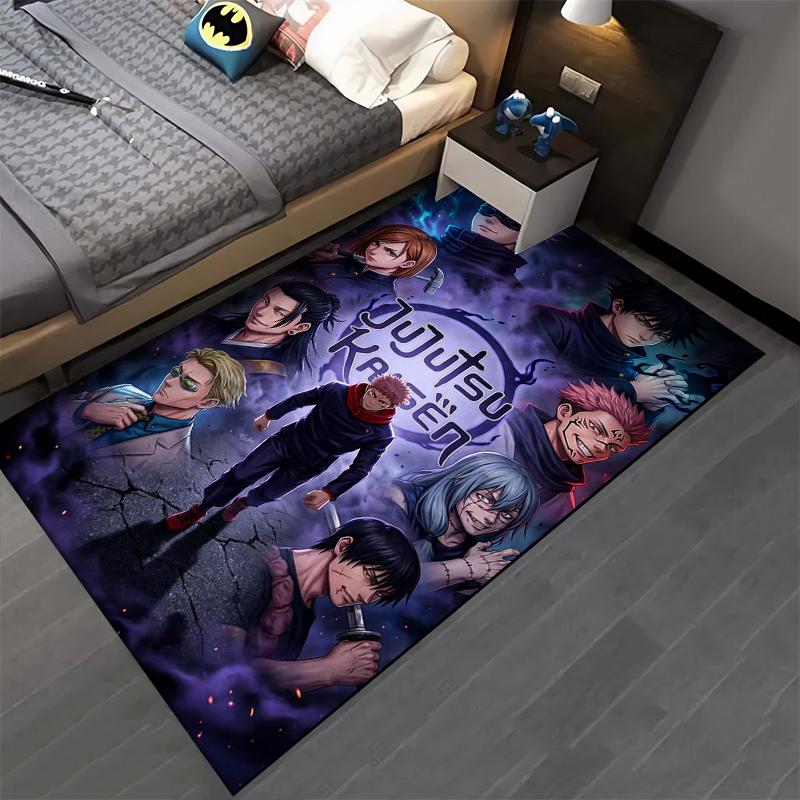 Japanese Anime Jujutsu Kaisen Printed Flannel Non-Slip Carpet Home Decor Suitable for Living Room and Room