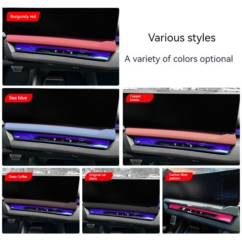 Leather Material Car Center Console Navigation Screen Lower Panel Decorate StickerFor BMW 5 Series G60 2025-2025 Car Accessories