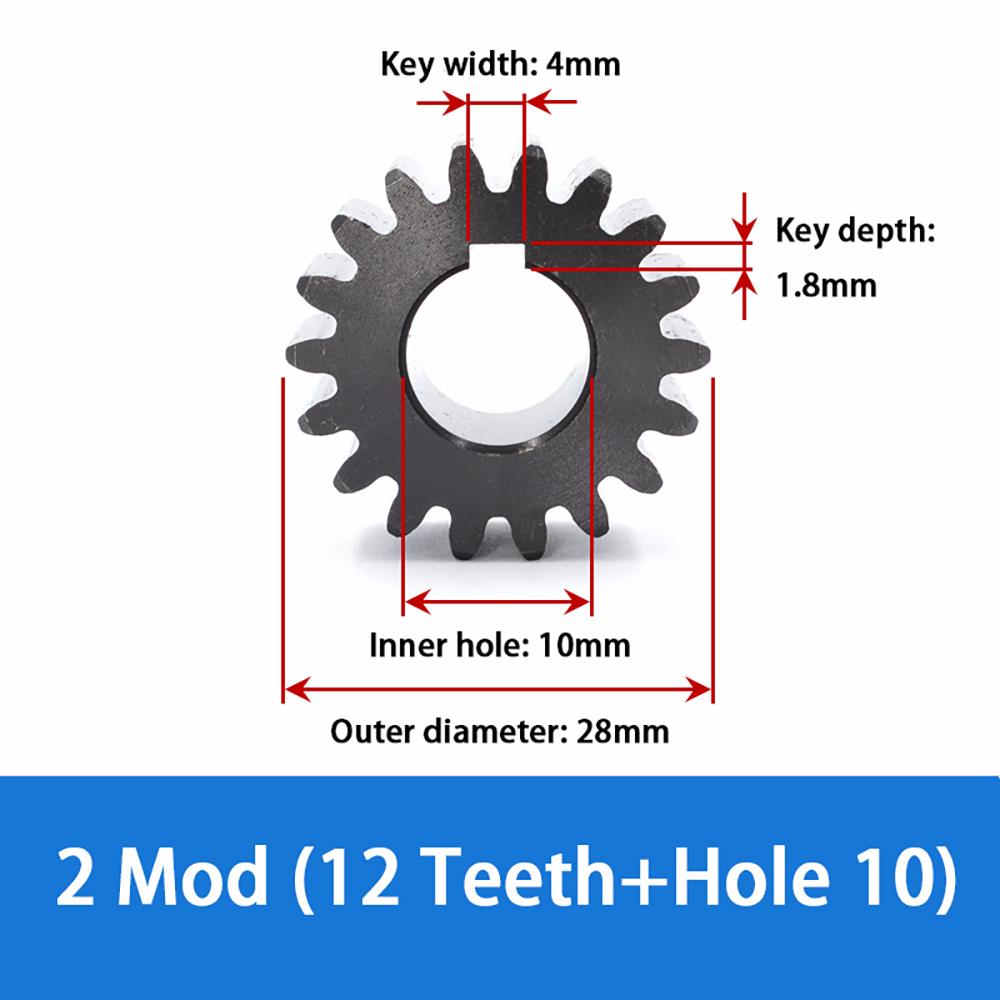 1Pcs 2M Mechanical Transmission Motor Small Gear 45 # Carbon Steel Hole 12/14/16/17/18/19/20/25mm Type 2 23T-30T Positive Gear