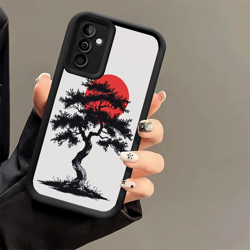 Phone Case for Samsung Galaxy A17 A16 A15 A14 A13 Japanese Minimalist Pine Tree A56 A36 A26 A55 A35 A25 A54 A34 A24 A53 A33 A23