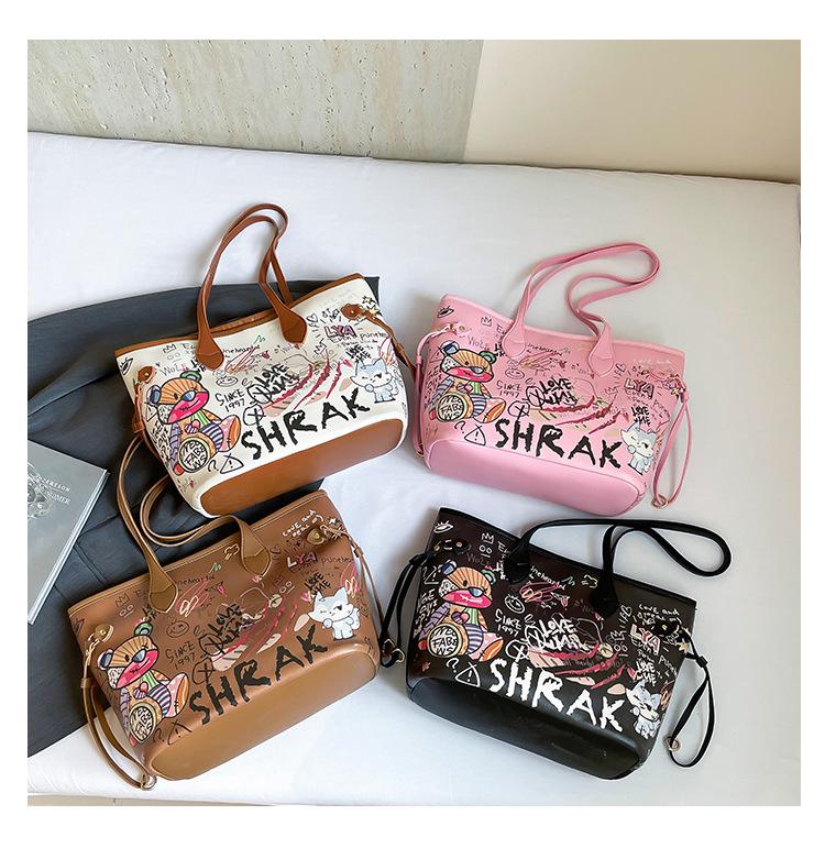 Graffiti Fashion 2025 Women's Versatile Handbag: Large Capacity Tote for Commute, Travel & College