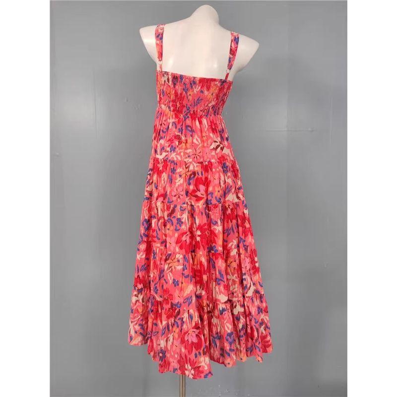 Foreign Trade Order AQ Exquisite Print Sling Wrap-around Temperament Fashion Big Hemline Dating Lady Summer New Dress