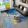 Sophisticated Nordic Blue and Gold Marble Floor Mat Geometric Carpet for Living Room or Bedroom Non-Slip Rug for Sofa Doormat