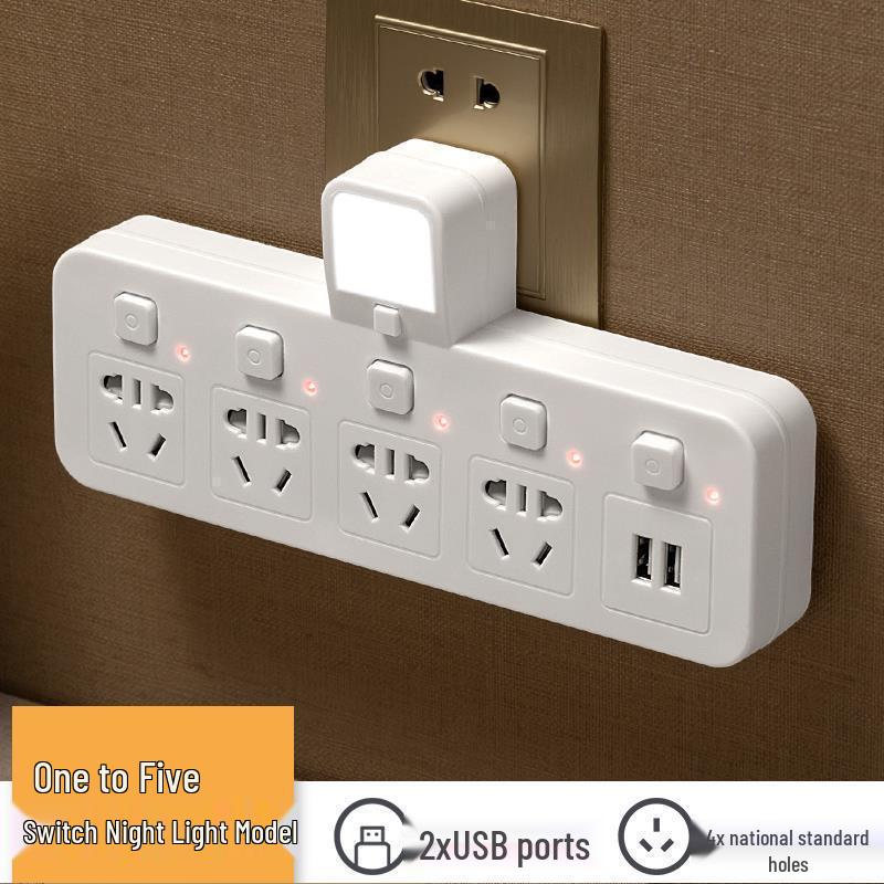 Wandmontierte Multifunktions-Steckdosenleiste mit Doppelsteckdosen