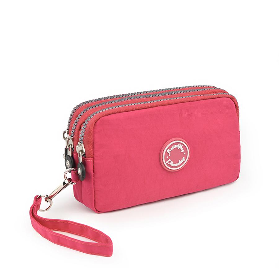 Modische Unifarbene Dreifach-Reißverschluss Große Kapazität Damen Clutch Geldbörse Reise Tragbar Beliebt Reißverschluss Münzbörse Handy Geldbörse