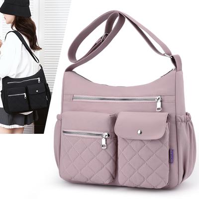 Große Kapazität Nylon Umhängetasche Damen Schultertasche Einfarbige Muttertasche